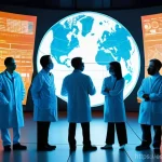 원자력 발전소의 국제 협력 사례 - **Prompt:** A diverse group of male and female scientists and engineers from various international b...