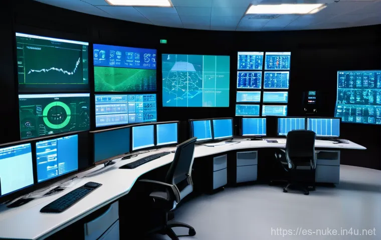 원자력 실무 경험 공유 - **Modern Nuclear Power Plant Control Room: Precision and Expertise**
A wide-angle, brightly lit ...